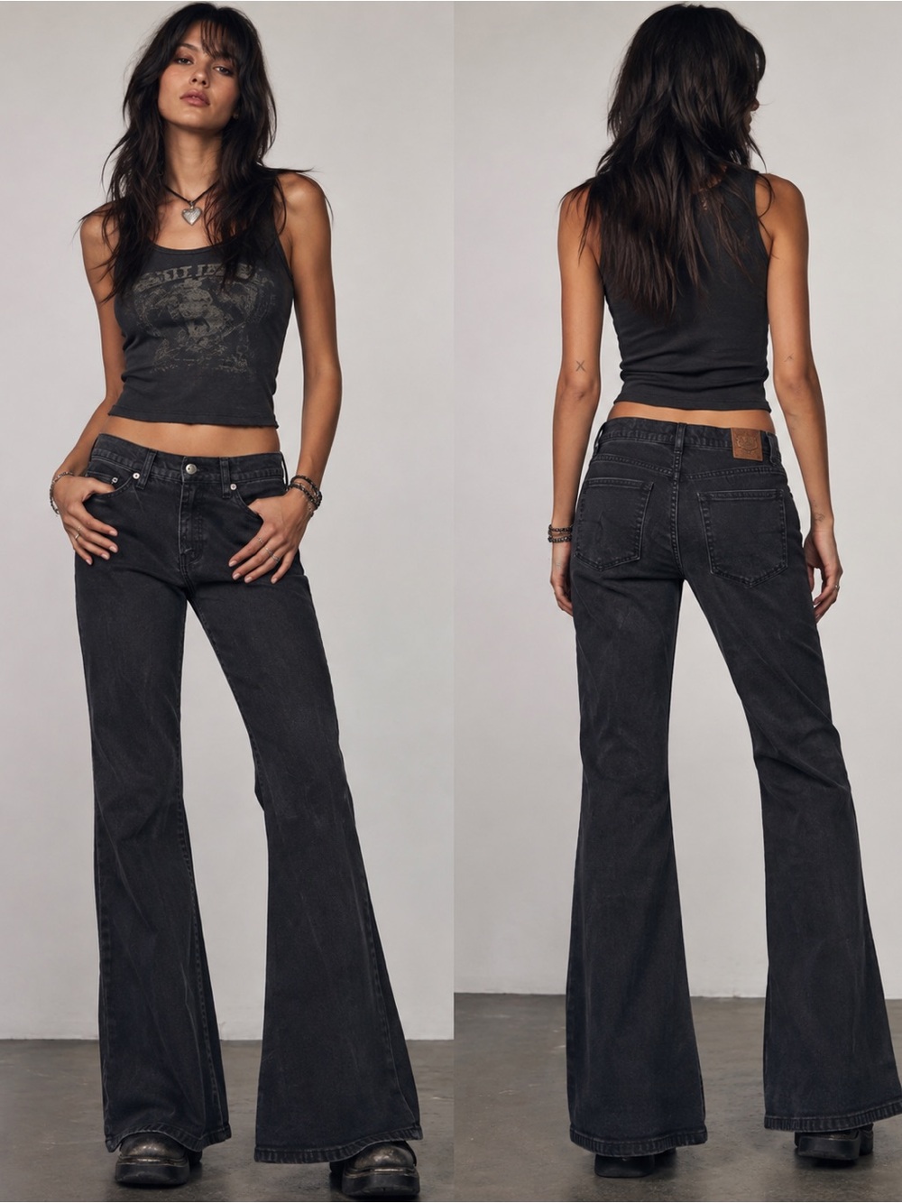 Jag Jeans VTG Black Washed Y2K 90’s Grunge Casual Wide Leg Flare Jeans Size 6